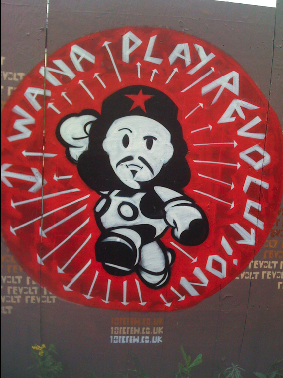 Image: Wanna Play Revolution? Some fine graffiti behind Brighton station